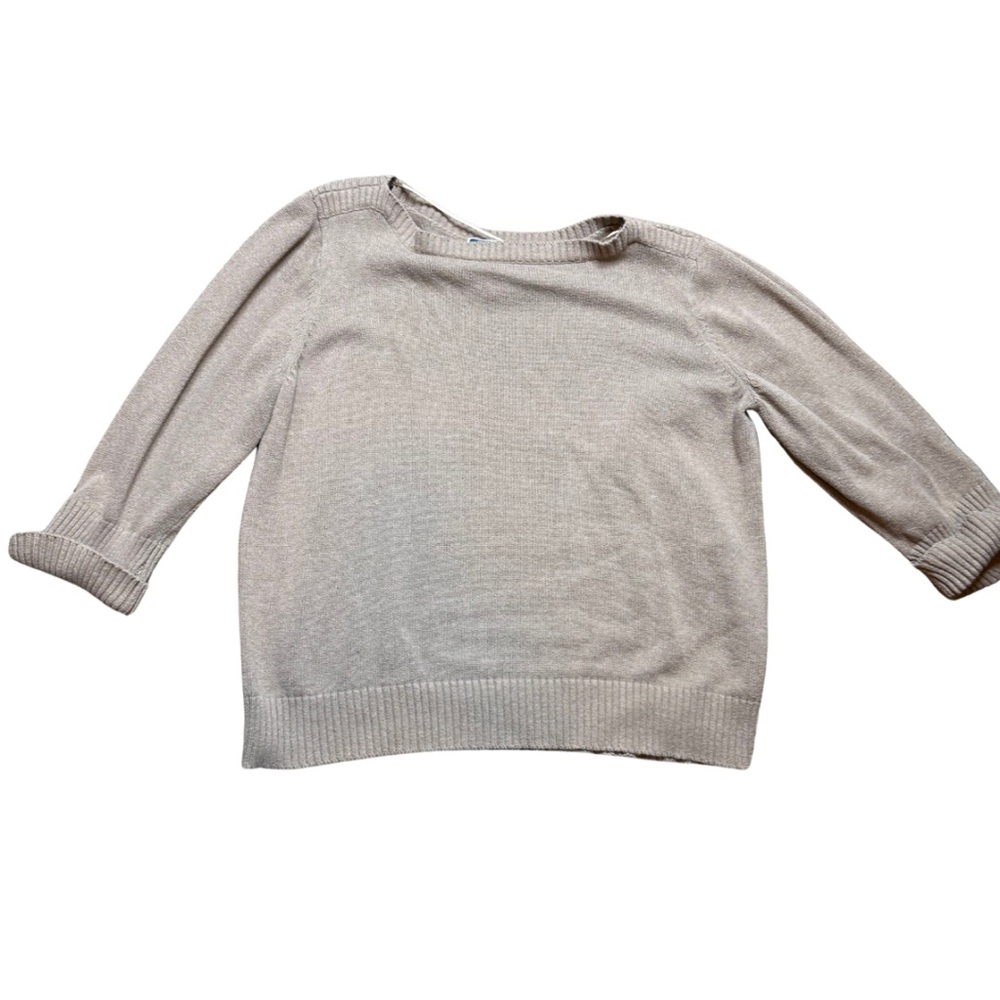 Karen Scott Plus Size 1X Camel Beige Tan Knit Sweater |Neutral Long Sleeve Top - Picture 2 of 4